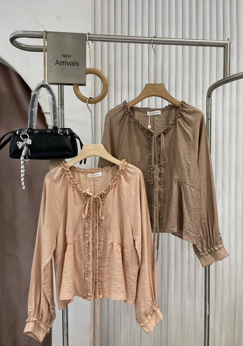 MATINEE Frill Lace Tie Button Down Tops